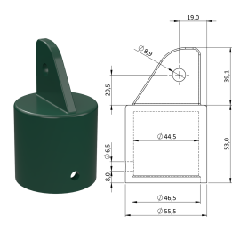 Plastová krytka ø 55,5 x 92,1 mm, tvrzený plast PA