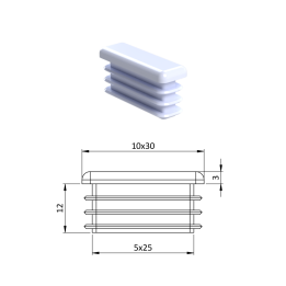 Krytka plastová 10 x 30 mm, bílá
