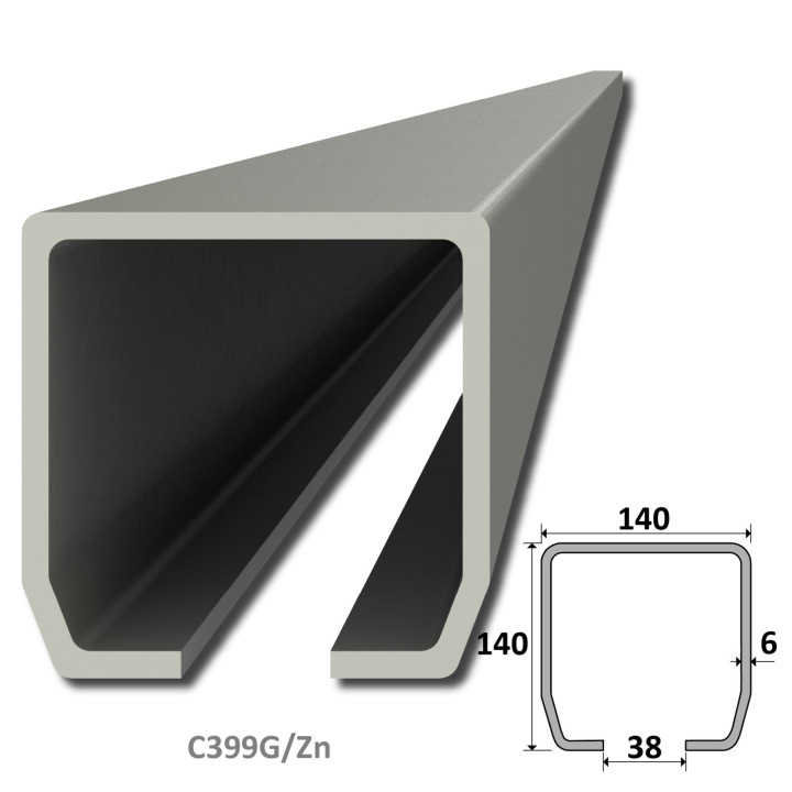 C profil GRANDE, 140 x 140 x 6 x 6000 mm, pozinkovaný