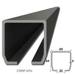 C profil PICOLLO 69 x 69 x 4 x 6000 mm, černý Fe