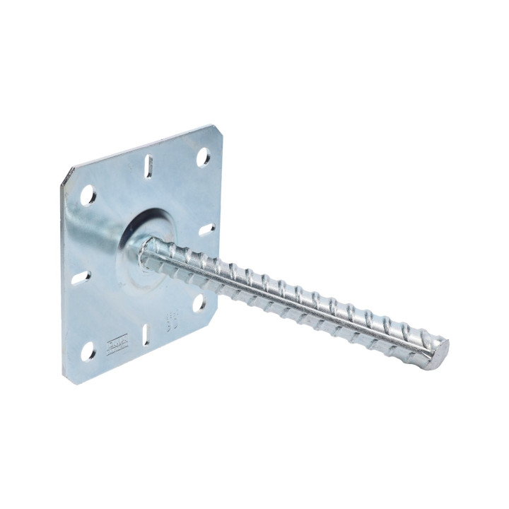 Pätka stĺpika s podstavcom 80x202mm, 3mm pozink, počet děr o průměru 12mm-4ks, počet otvorov 6/4mm-4ks