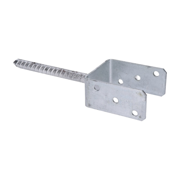 Pätka stĺpika U 141x120x324mm, 4mm žárový pozink, priemer nohy 18mm, počet děr o průměru 11mm-6ks